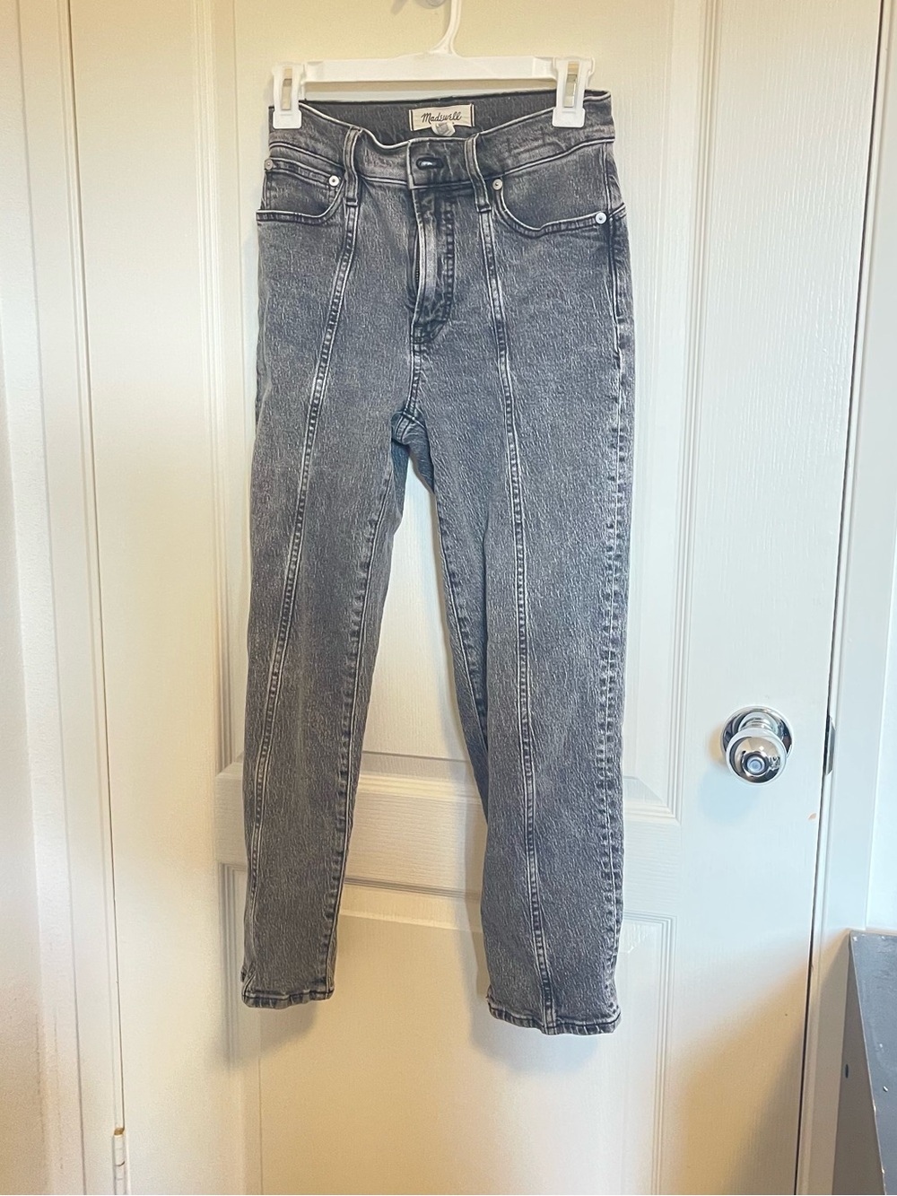 Madewell Washed Gray High-Rise Tapered Jeans